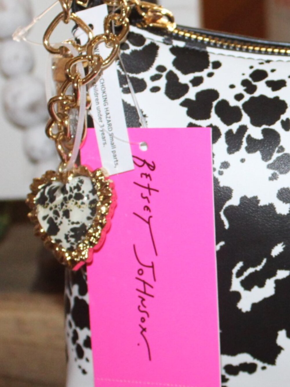 NWT Betsey Johnson western Cow print shoulder bag. BOHO, WESTERN, Darling! - Picture 15 of 15